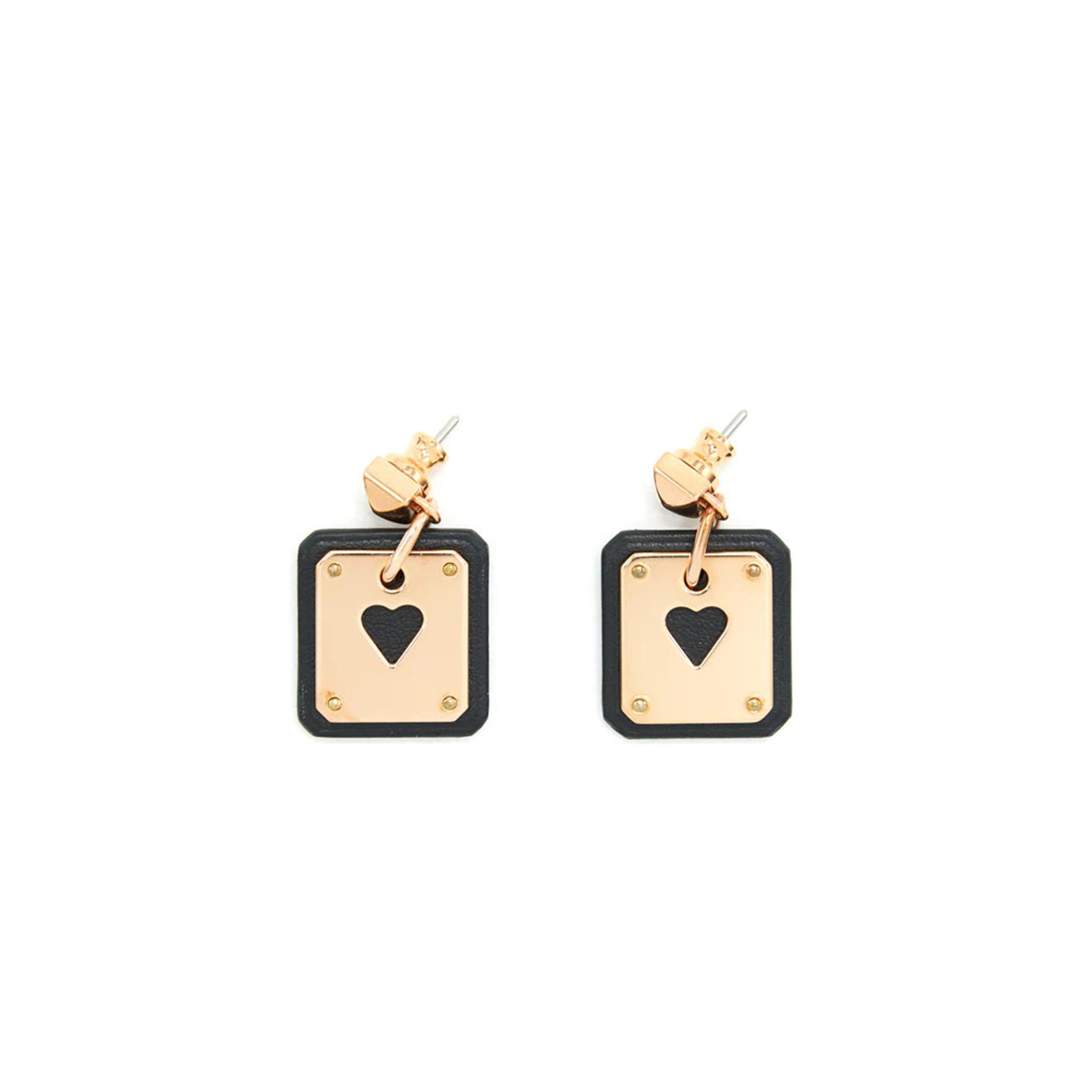 HERMÈS AS DE COEUR EARRINGS SMALL MODEL BLACK RGHW 
